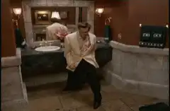 Vincent Vega dancing in the bathroom