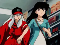 Sesshomaru holds Rin's hand in a store