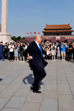 Donald Trump dancing in Tiananmen Square
