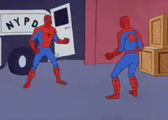 Spider-Man points at himself