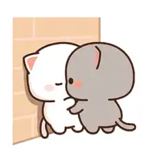 Cute cartoon cats hugging with heart