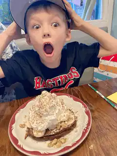 Boy shocked as pancake transforms into Trump