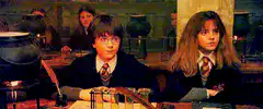 Harry Potter and Hermione Granger in class