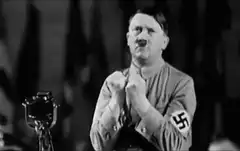 Hitler clenching fists and shouting