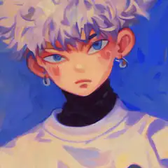 Anime boy portrait glitch transition