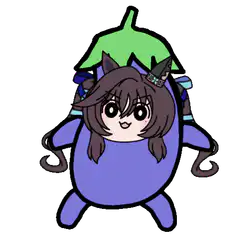 Chibi anime girl in purple eggplant costume