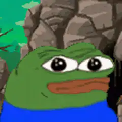 Pepe the Frog walking into a cave