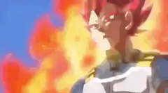 Vegeta powers up and punches Broly