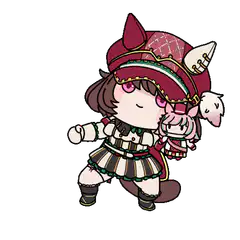 chibi girl dancing with doll