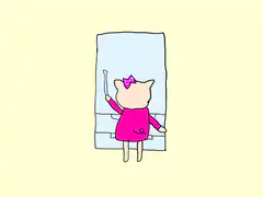pig opens fridge and turns into pig