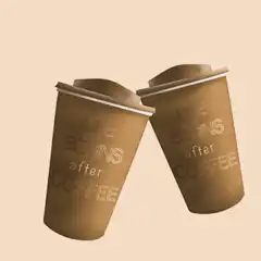 Two coffee cups clinking