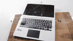 Laptop covered in dry ice smoke