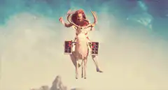 Deer Woman with jetpacks flying