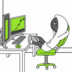 Hoodie man relaxing with feet on desk