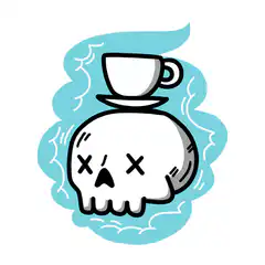 Skull with coffee cup