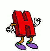Cartoon letter H dancing