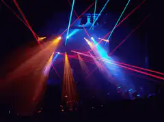 Colorful laser light show on stage