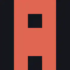 Red letter A with black squares