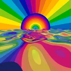 Psychedelic rainbow landscape animation