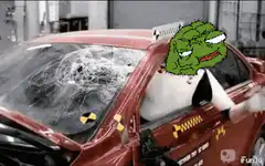 Pepe in a crashed car