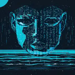 Digital face in water