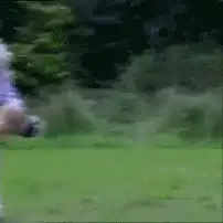 Old woman pulled away by dog
