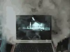 Laptop smoking with static