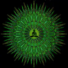 Meditating Buddha in fractal mandala