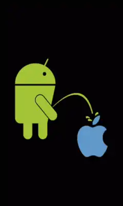 Android pees on Apple logo