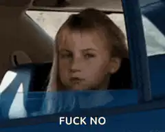 girl in car gives middle finger fuck no