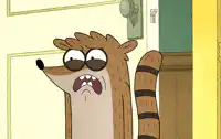 Rigby looking confused and annoyed