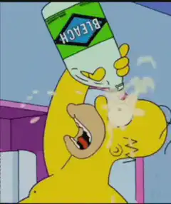 Homer Simpson drinking bleach