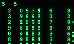 Green glowing numbers on black background