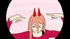 Makima pointing at her horns