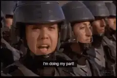Soldiers shouting I'm doing my part