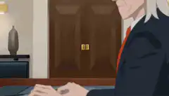 Man opens doors to reveal another man