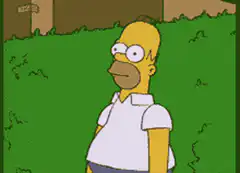 Homer Simpson hiding in the bushes