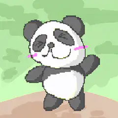 pixel art panda waving