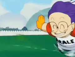 Arale swimming happily