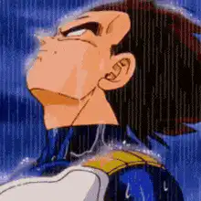 Vegeta looking up in the rain