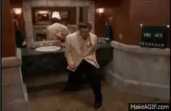 Jerry Seinfeld dancing in bathroom