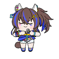 Chibi anime girl singing with microphone