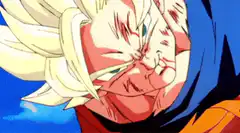 Goku Super Saiyan face close up