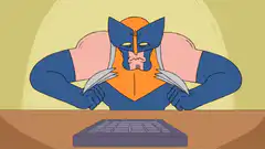 Wolverine typing on a keyboard
