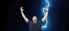 Man summoning lightning with hands