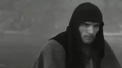 Boromir looks around in black and white