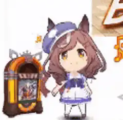 Chibi horse girl dancing with jukebox