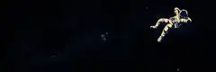 astronaut floating to the moon