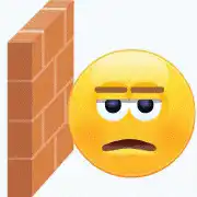 Emoji hitting a brick wall
