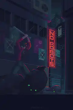 pixel art robot slayer